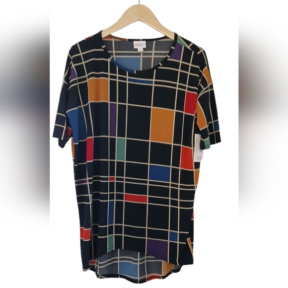 LuLaRoe Orange Blue Boxy Short Sleeve T-Shirt XXS Colorful - Picture 2 of 8